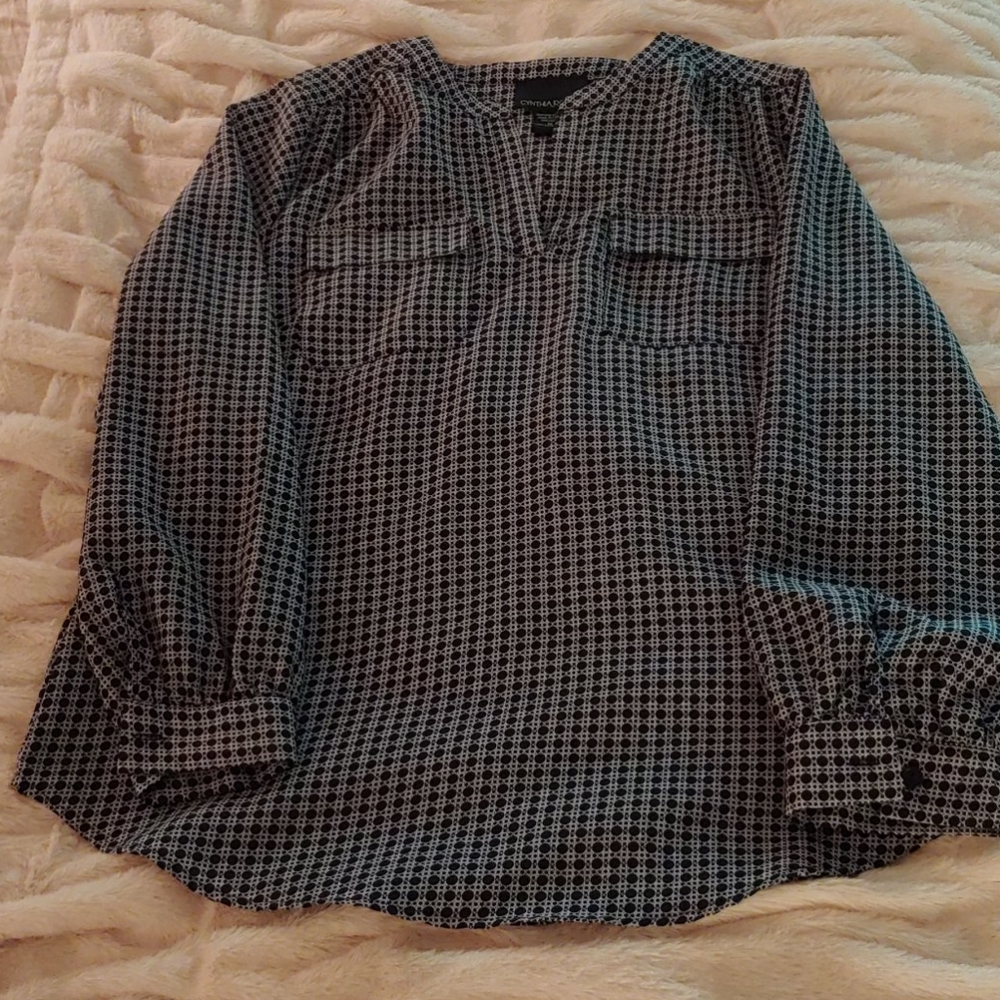 Blue and white blouse